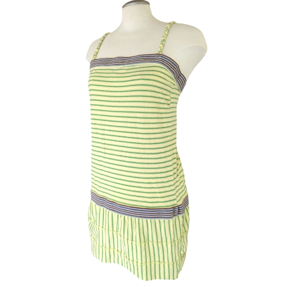 Free People Y2K Style Striped Summer Beach Mini Dress Spaghetti Straps Size S/M